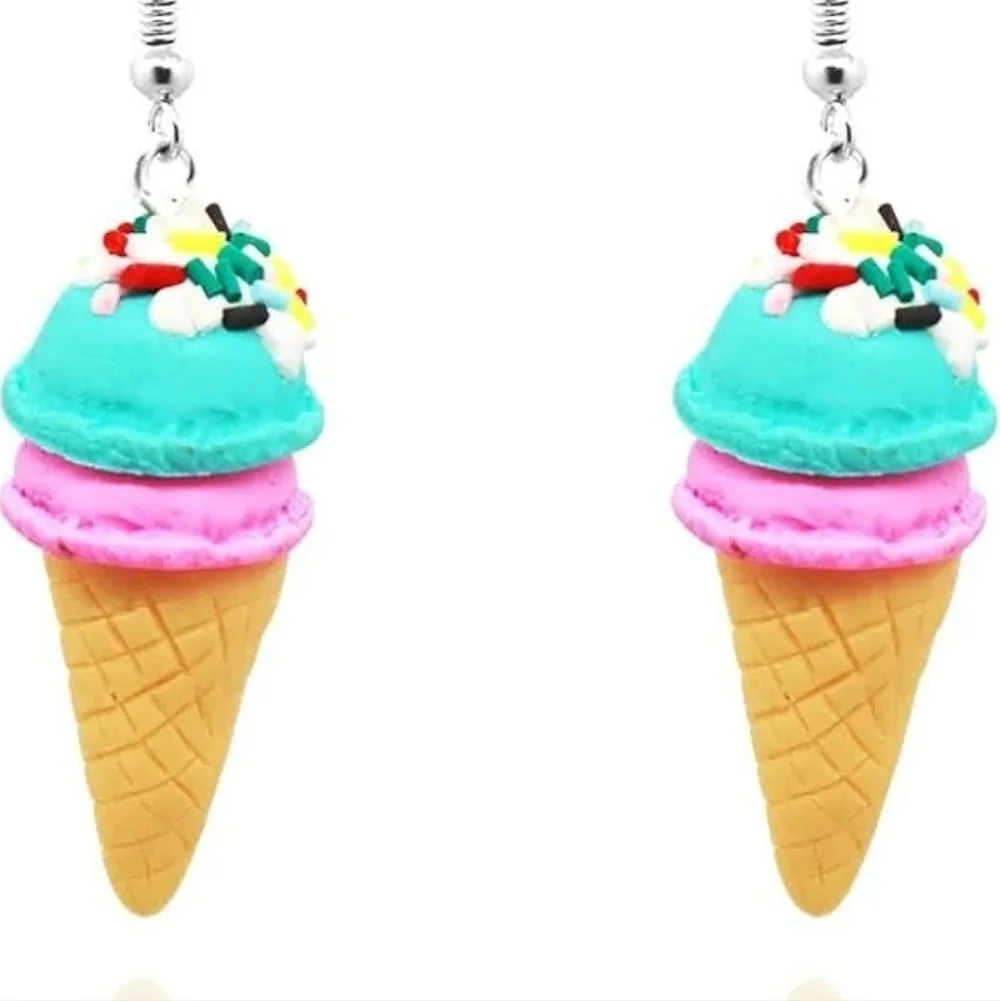 Colorful Ice Cream Cone Earrings for Kids